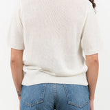 DEMYLEE Apparel Womens Sweaters Cris Cotton Linen Top in Off White