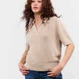 DEMYLEE Apparel Womens Sweaters Cris Cotton Linen Top in Pearl Barley Pearl Barley / XSmall