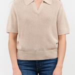DEMYLEE Apparel Womens Sweaters Cris Cotton Linen Top in Pearl Barley
