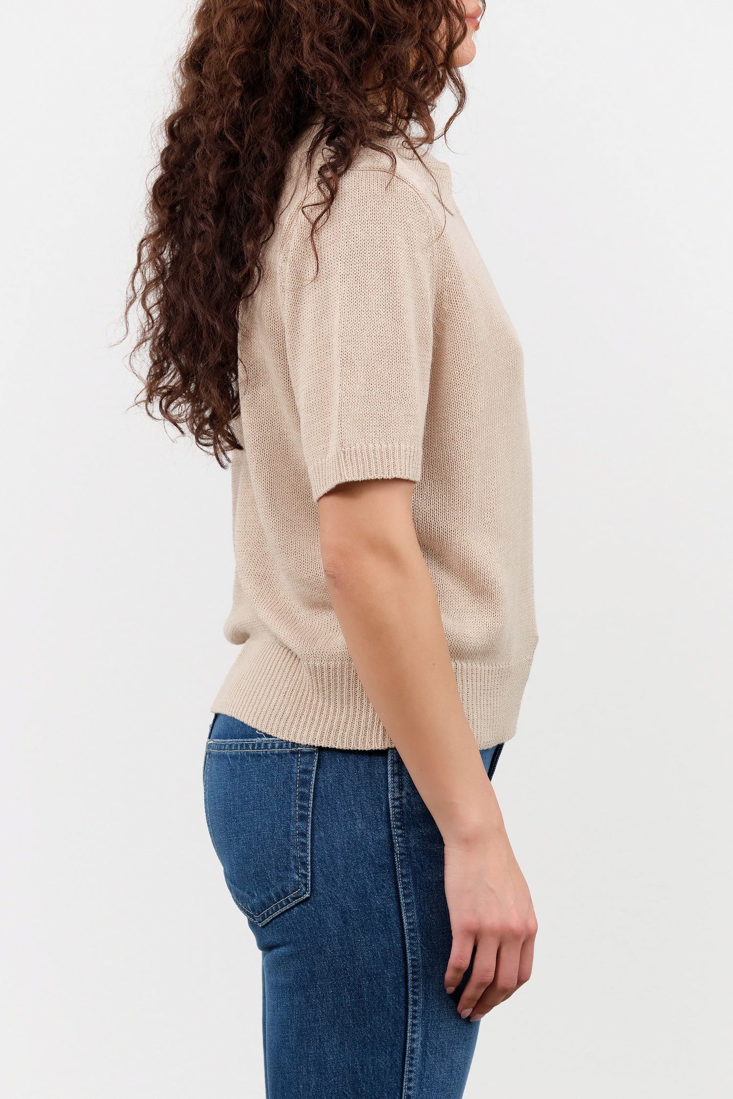 DEMYLEE Apparel Womens Sweaters Cris Cotton Linen Top in Pearl Barley
