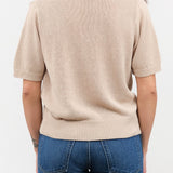 DEMYLEE Apparel Womens Sweaters Cris Cotton Linen Top in Pearl Barley