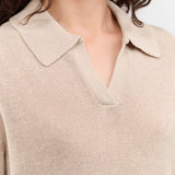 DEMYLEE Apparel Womens Sweaters Cris Cotton Linen Top in Pearl Barley