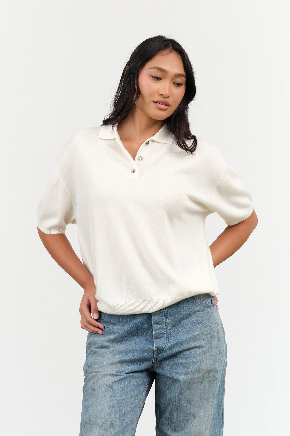 DEMYLEE Apparel Womens Sweaters Darrin Top in Ivory Ivory / XSmall