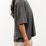 DEMYLEE Apparel Womens Sweaters Hazel Superfine Cashmere Top in Charcoal Heather