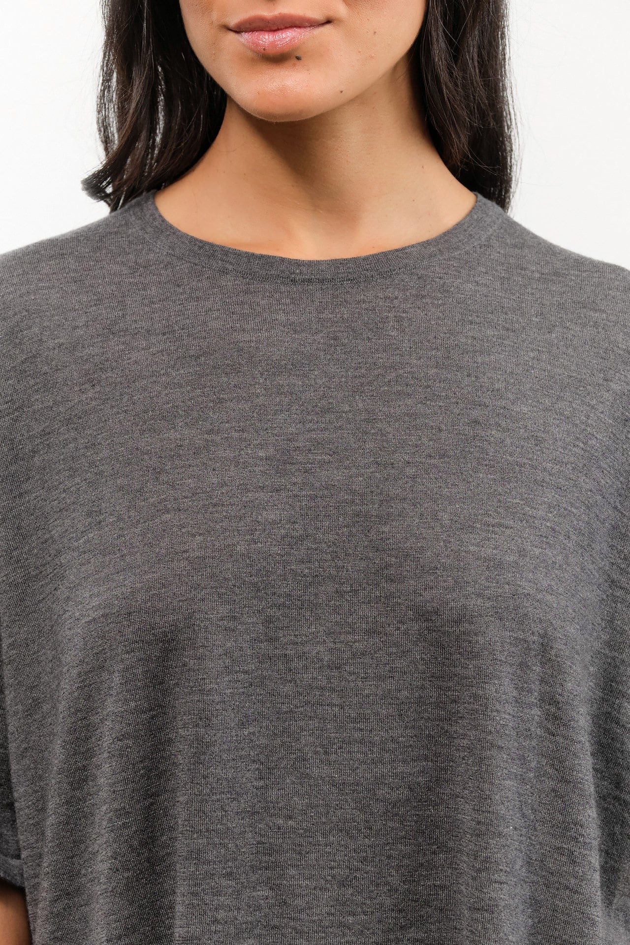 DEMYLEE Apparel Womens Sweaters Hazel Superfine Cashmere Top in Charcoal Heather