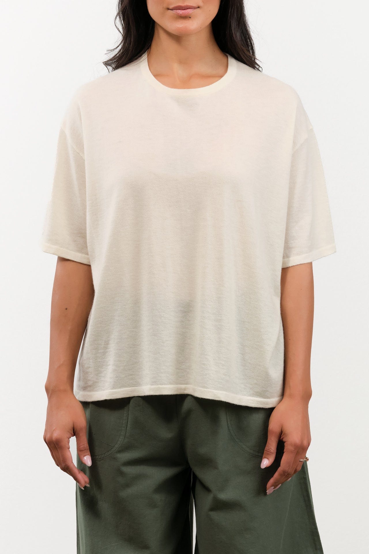DEMYLEE Apparel Womens Sweaters Hazel Superfine Cashmere Top in Ivory