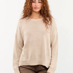 DEMYLEE Apparel Womens Sweaters Nadin Cotton Linen Sweater in Pearl Barley