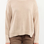 DEMYLEE Apparel Womens Sweaters Nadin Cotton Linen Sweater in Pearl Barley