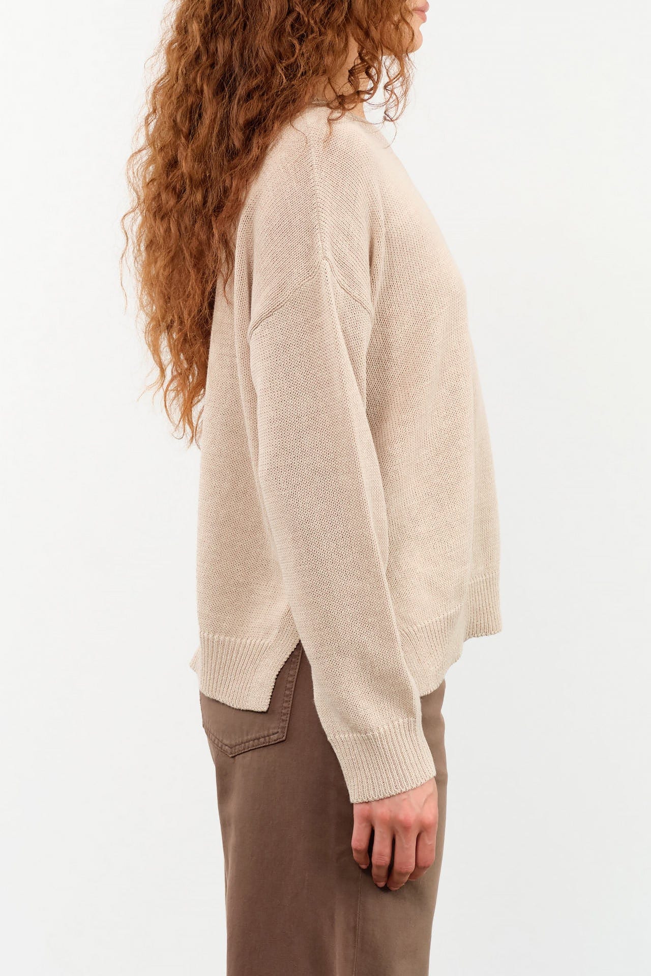 DEMYLEE Apparel Womens Sweaters Nadin Cotton Linen Sweater in Pearl Barley