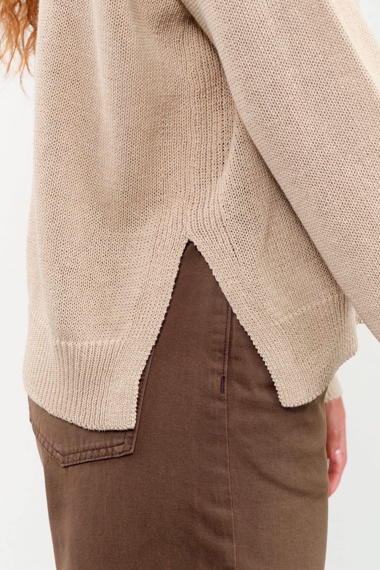 DEMYLEE Apparel Womens Sweaters Nadin Cotton Linen Sweater in Pearl Barley
