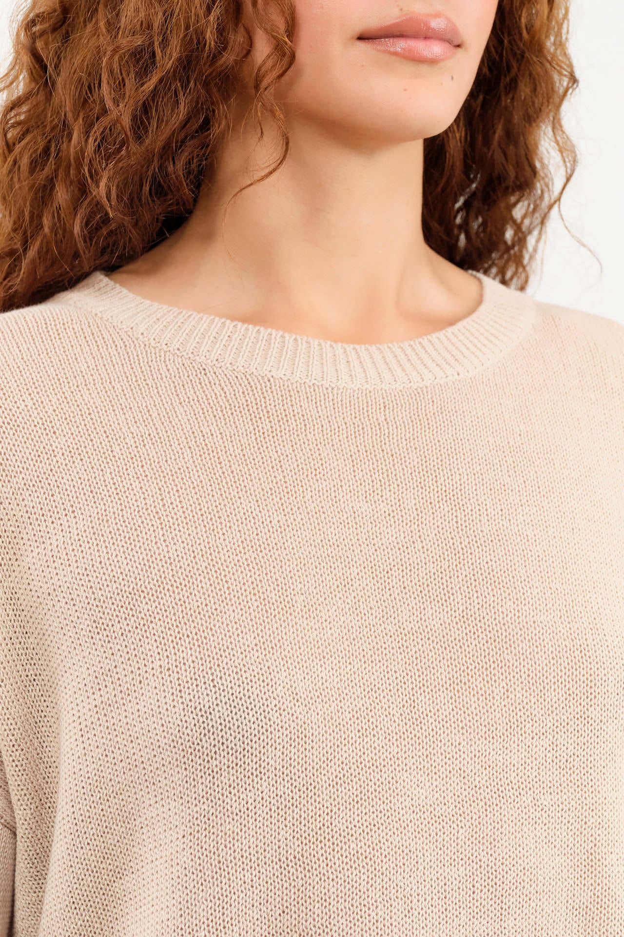 DEMYLEE Apparel Womens Sweaters Nadin Cotton Linen Sweater in Pearl Barley