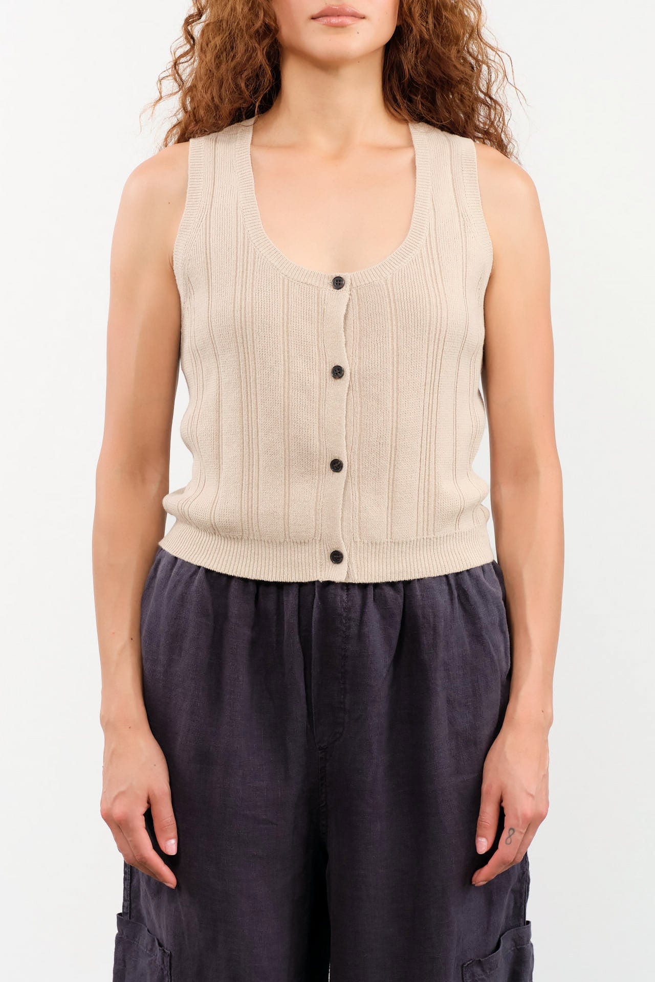 DEMYLEE Apparel Womens Sweaters Nyla Cotton Linen Top