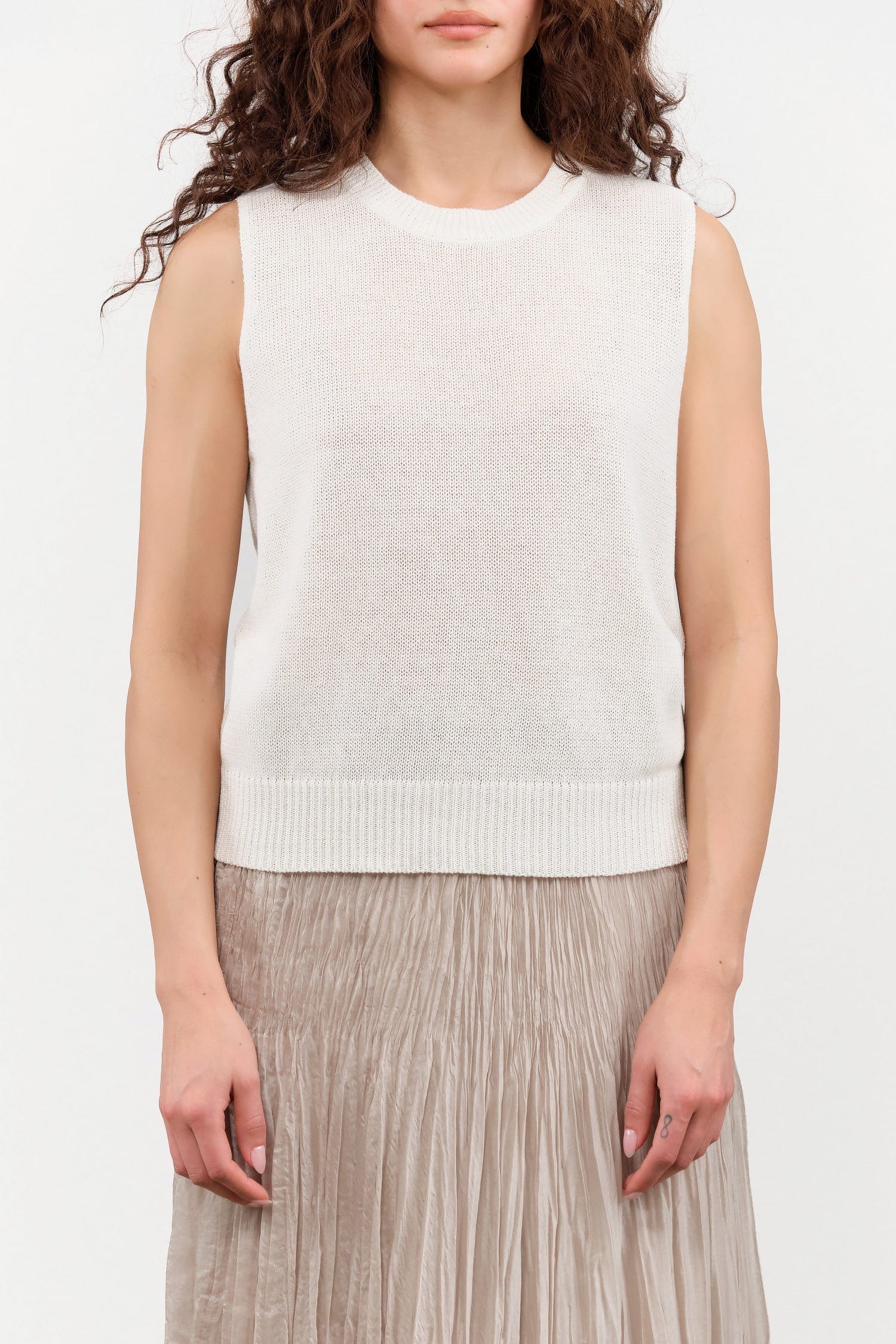 DEMYLEE Apparel Womens Sweaters Selina Cotton Linen Top in Off White