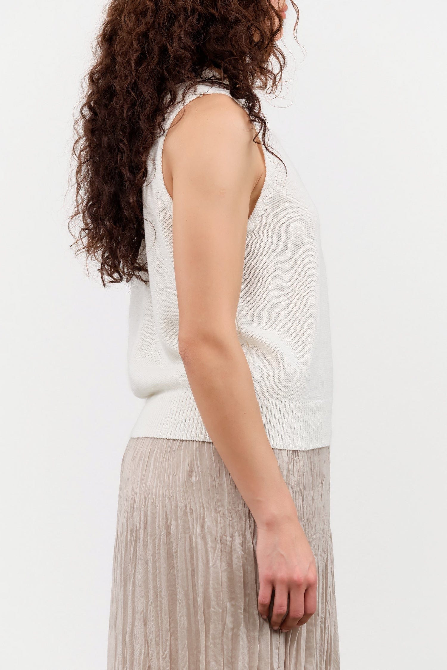 DEMYLEE Apparel Womens Sweaters Selina Cotton Linen Top in Off White