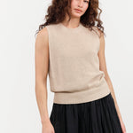 DEMYLEE Apparel Womens Sweaters Selina Cotton Linen Top in Pearl Barley Pearl Barley / XSmall