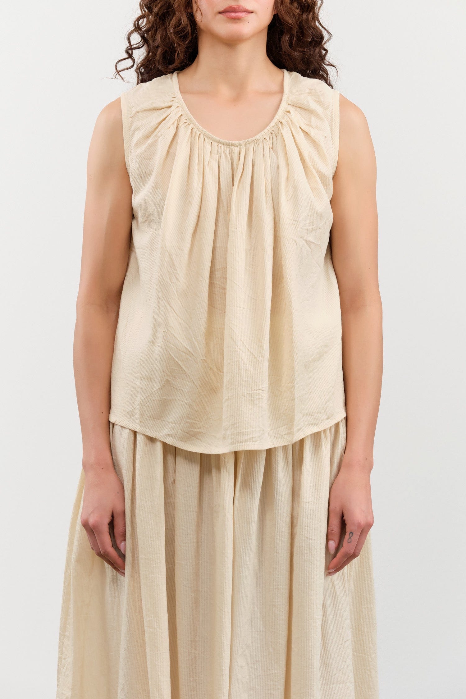 Elsa Esturgie Apparel Womens Blouses Nervure Top in Ivory