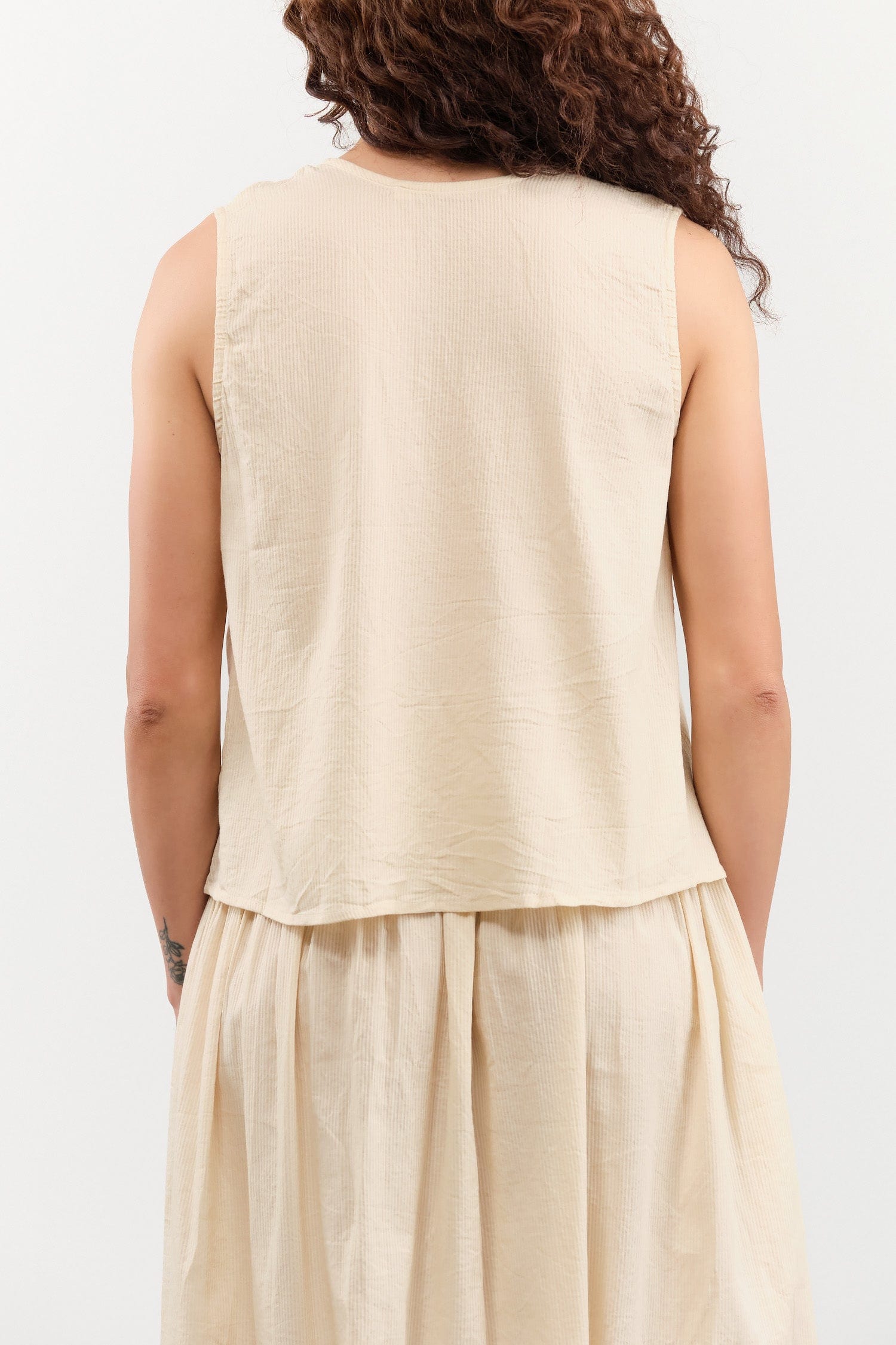 Elsa Esturgie Apparel Womens Blouses Nervure Top in Ivory