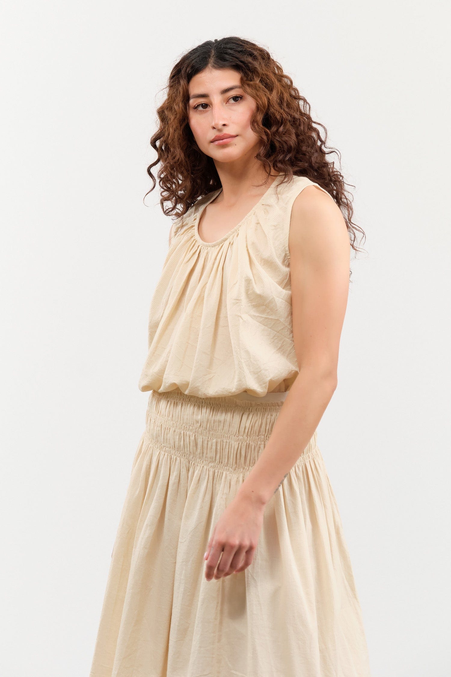 Elsa Esturgie Apparel Womens Blouses Nervure Top in Ivory