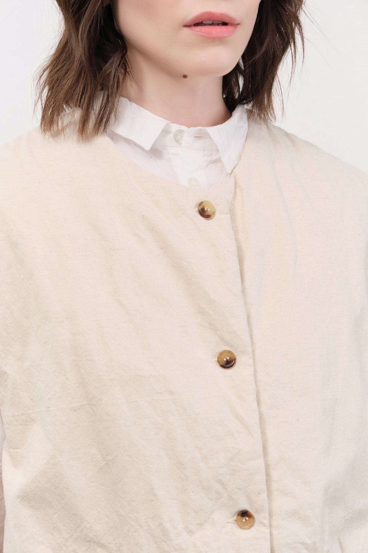 Elsa Esturgie Apparel Womens Sweaters Ormeau Vest in Ecru