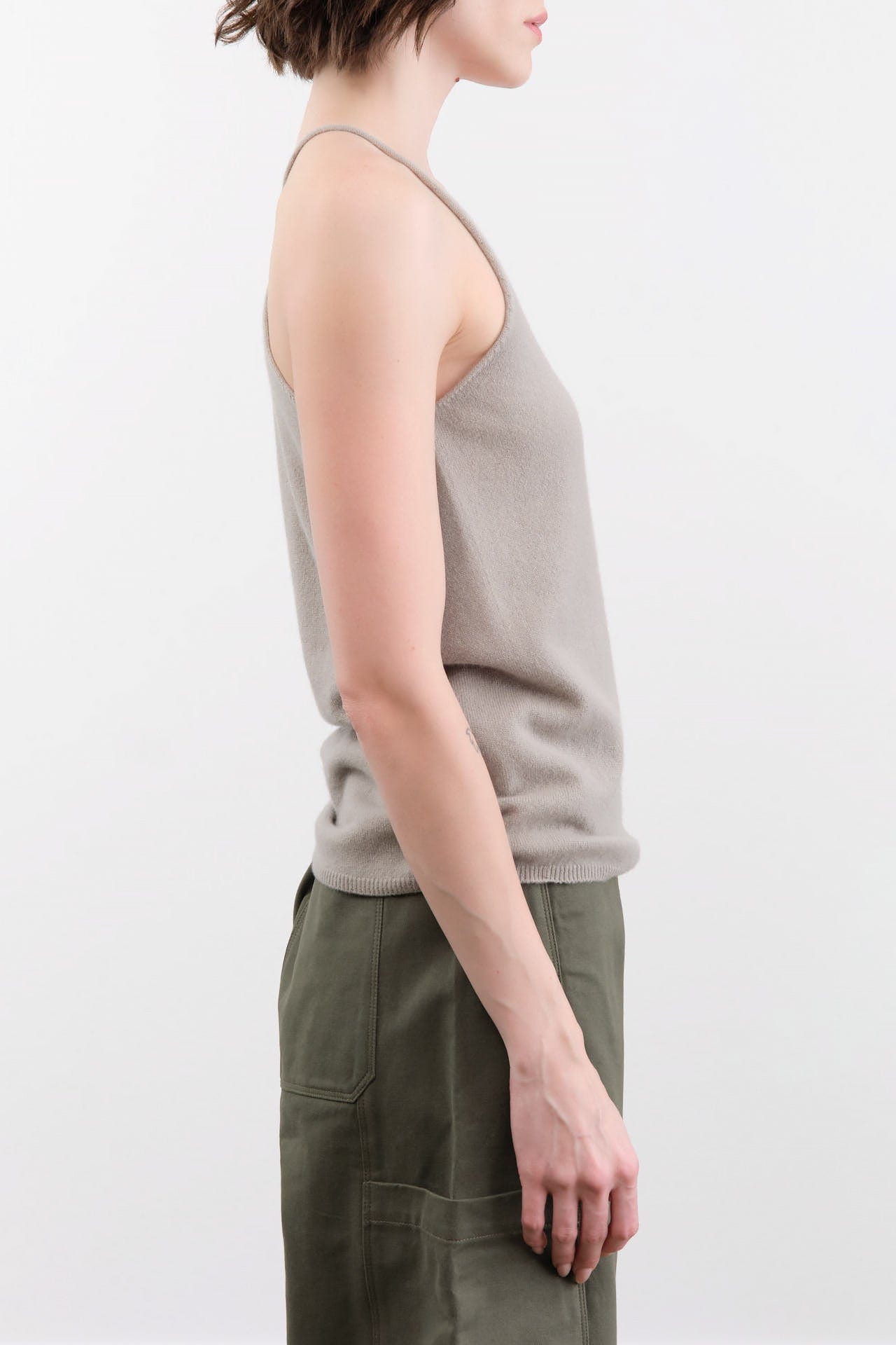 Evam Eva Apparel Womens Blouses Cashmere Camisole in Beige