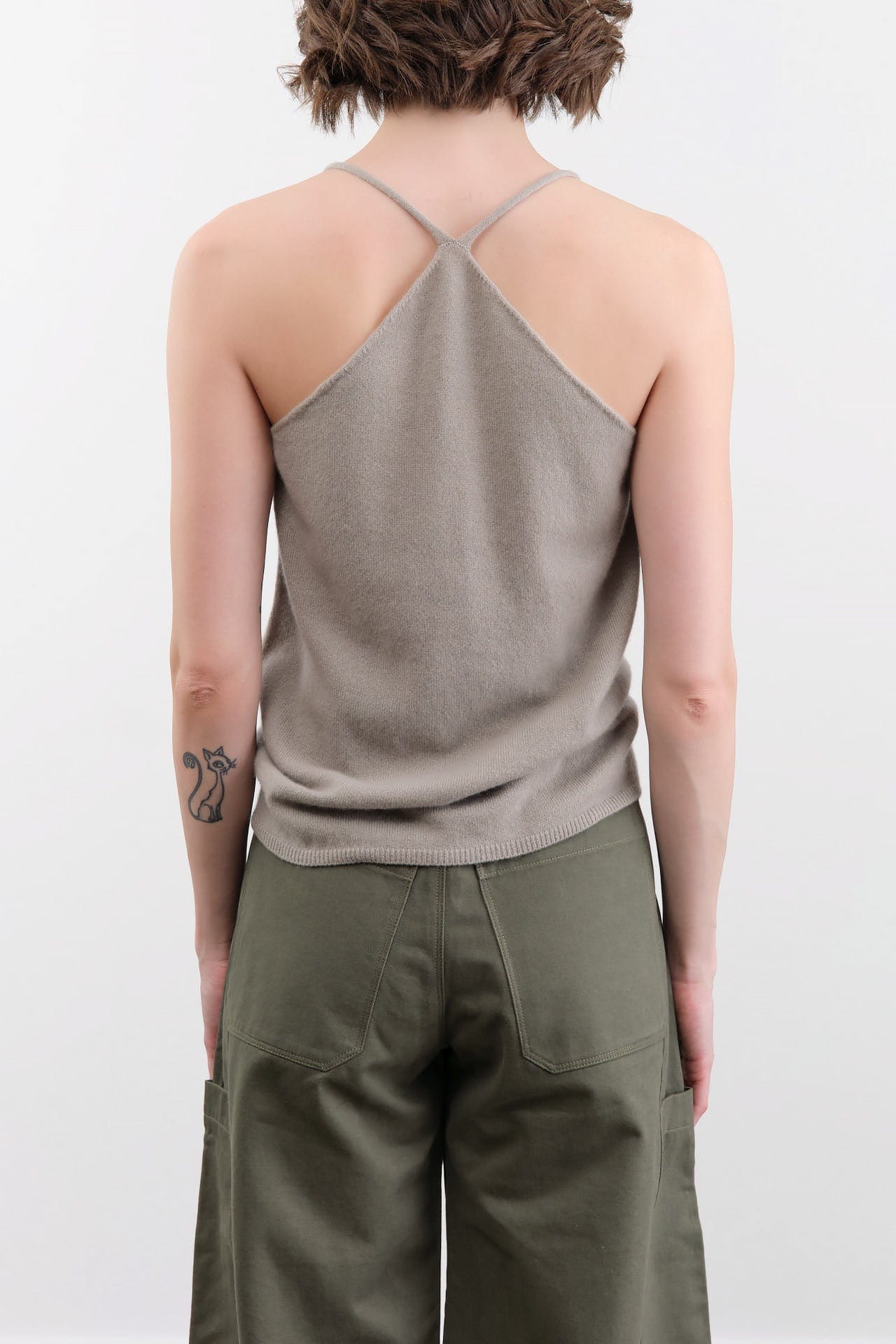 Evam Eva Apparel Womens Blouses Cashmere Camisole in Beige