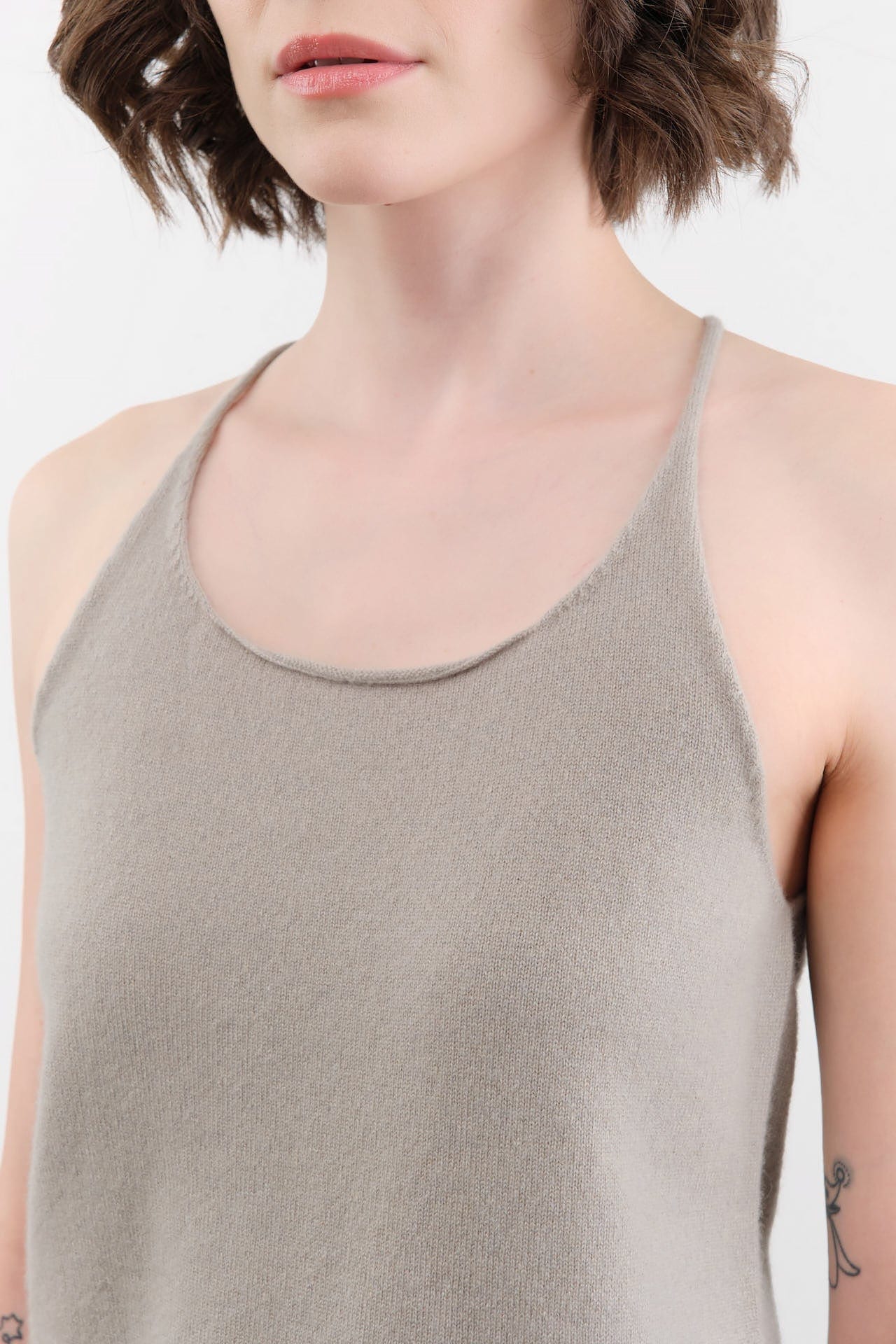 Evam Eva Apparel Womens Blouses Cashmere Camisole in Beige