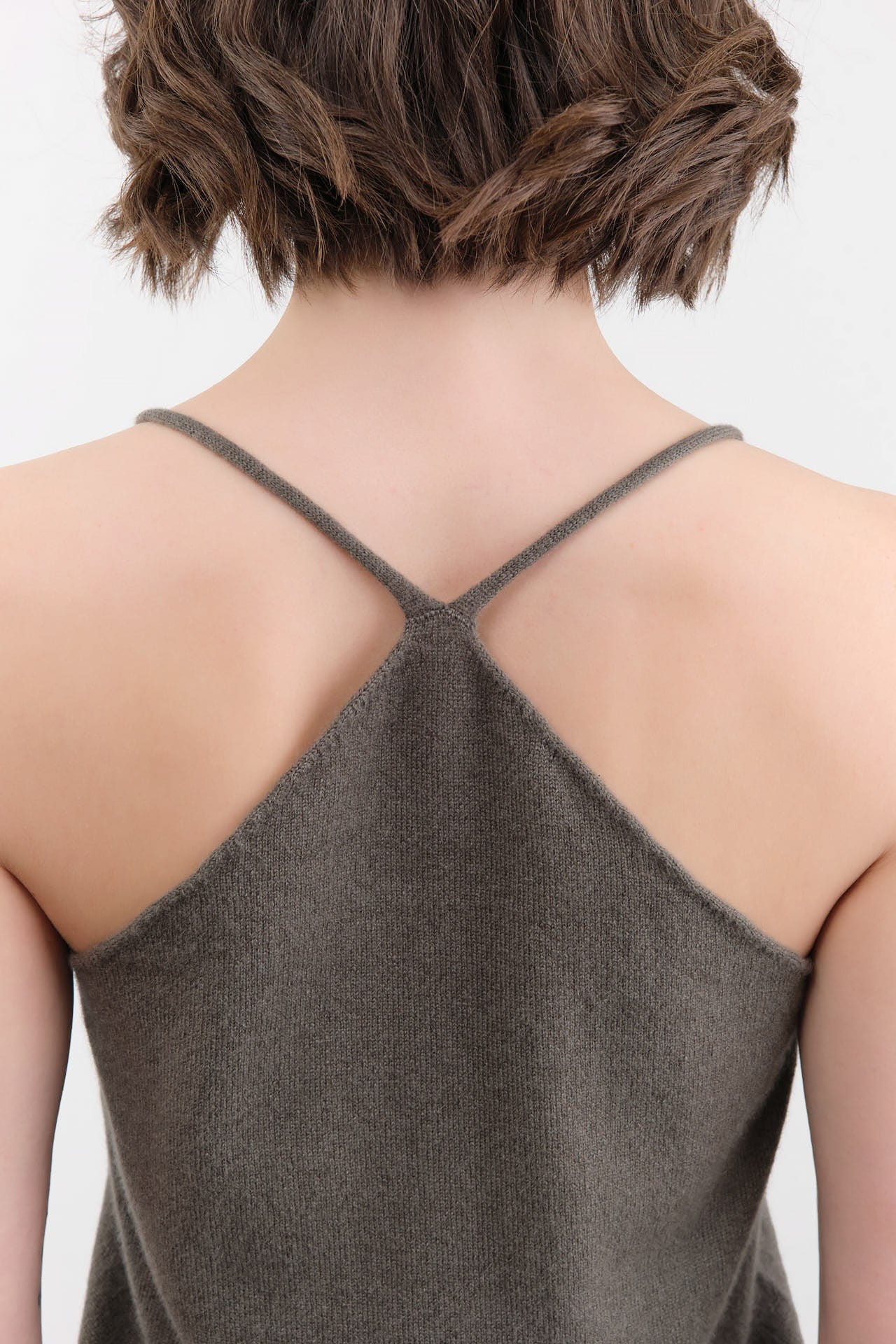 Evam Eva Apparel Womens Blouses Cashmere Camisole in Khaki
