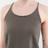 Evam Eva Apparel Womens Blouses Cashmere Camisole in Khaki