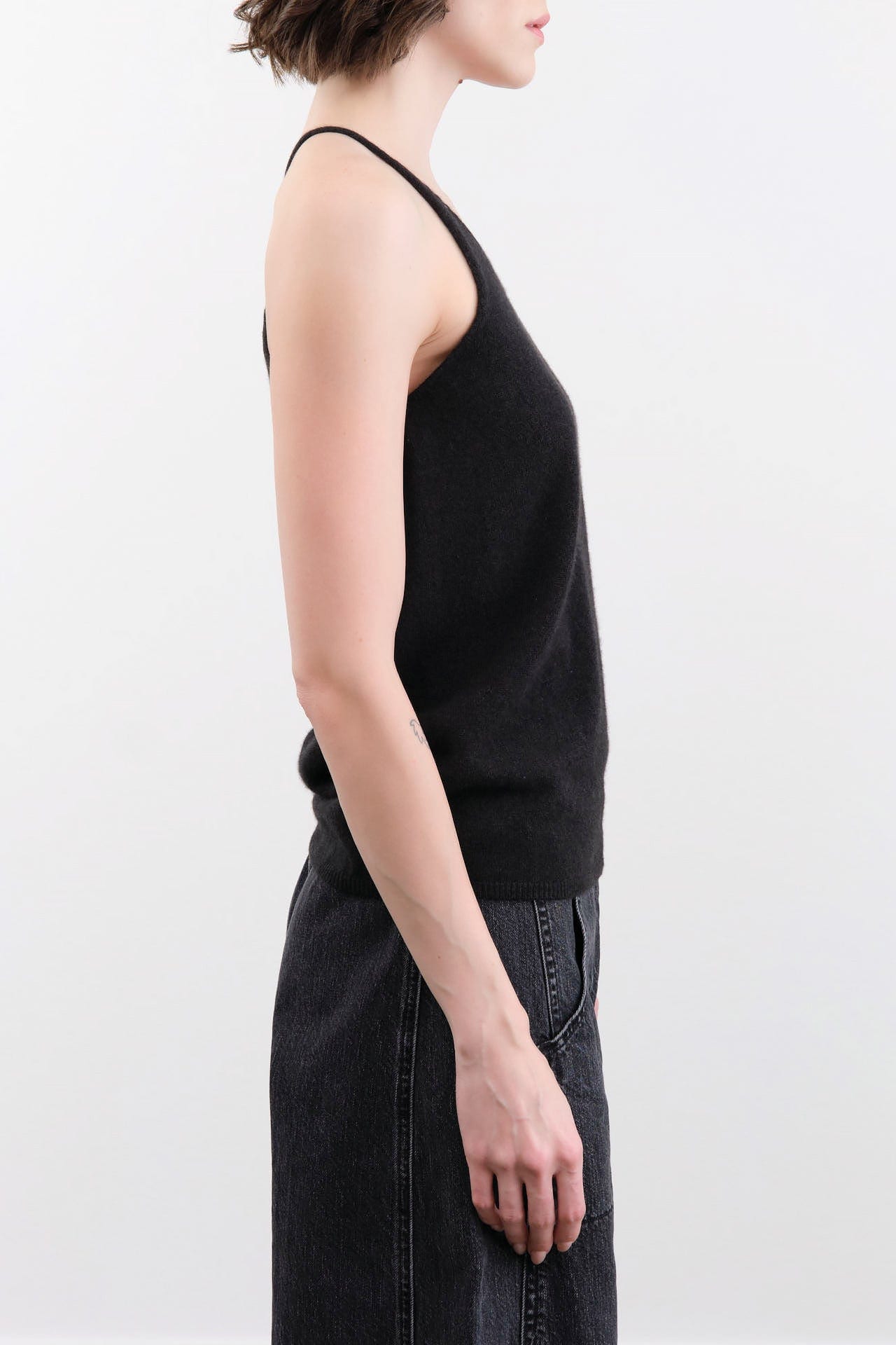 Evam Eva Apparel Womens Blouses Cashmere Camisole in Sumi