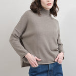 evam eva Cashmere High Neck Pullover Sweater in Mocha