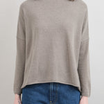 Cashmere High Neck Pullover Sweater in Mocha Evam Eva