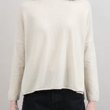 Evam Eva Apparel Womens Sweaters Cashmere High Neck Pullover Sweater in Ivory Ivory / 1