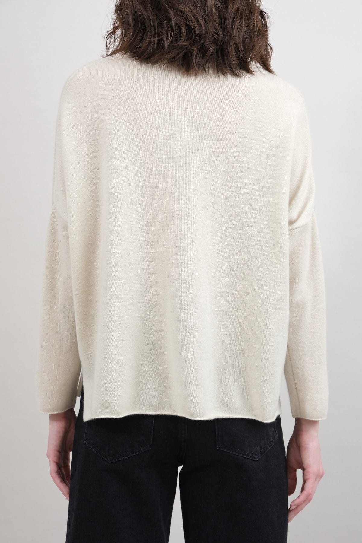 Evam Eva Apparel Womens Sweaters Cashmere High Neck Pullover Sweater in Ivory