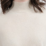 Evam Eva Apparel Womens Sweaters Cashmere High Neck Pullover Sweater in Ivory