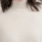 Evam Eva Apparel Womens Sweaters Cashmere High Neck Pullover Sweater in Ivory