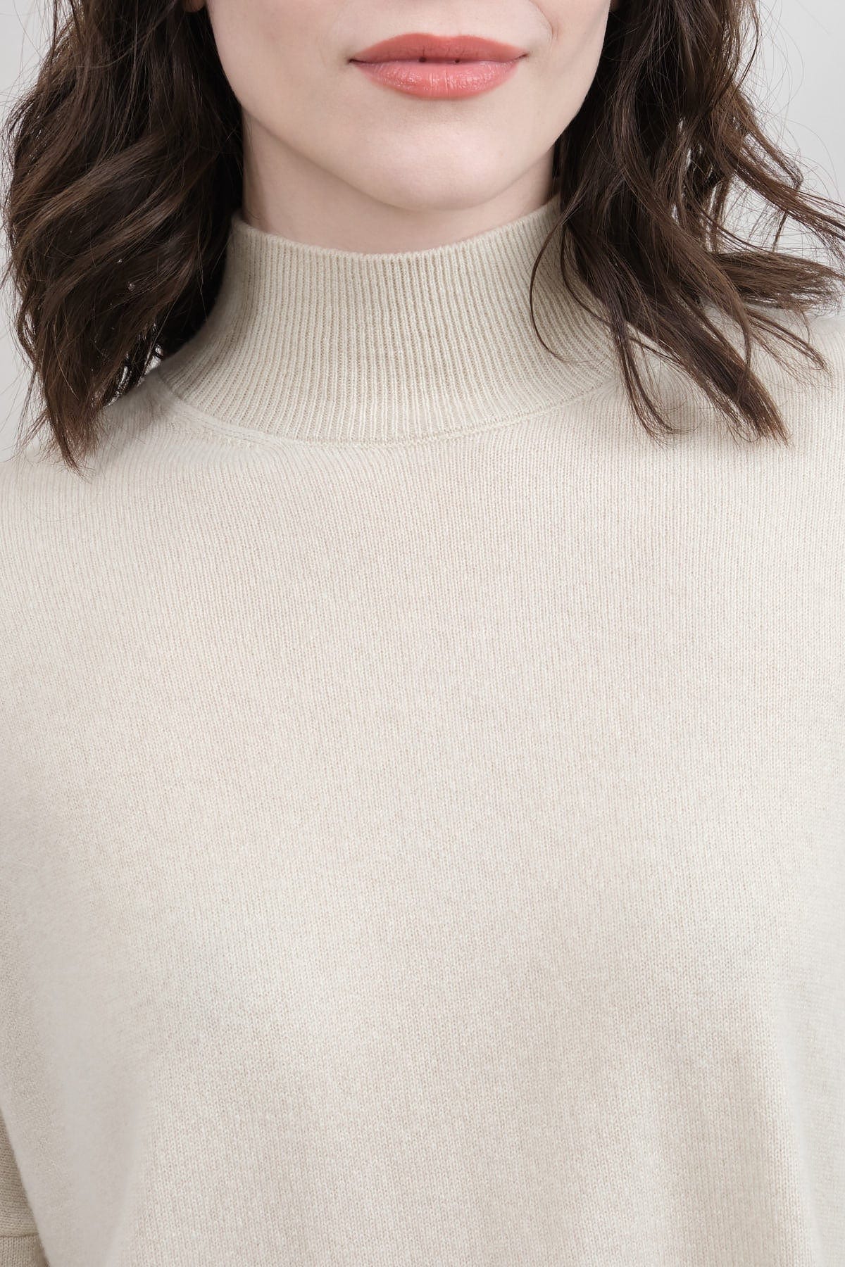 Evam Eva Apparel Womens Sweaters Cashmere High Neck Pullover Sweater in Ivory