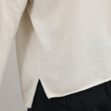 Evam Eva Apparel Womens Sweaters Cashmere High Neck Pullover Sweater in Ivory