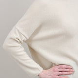 Evam Eva Apparel Womens Sweaters Cashmere High Neck Pullover Sweater in Ivory