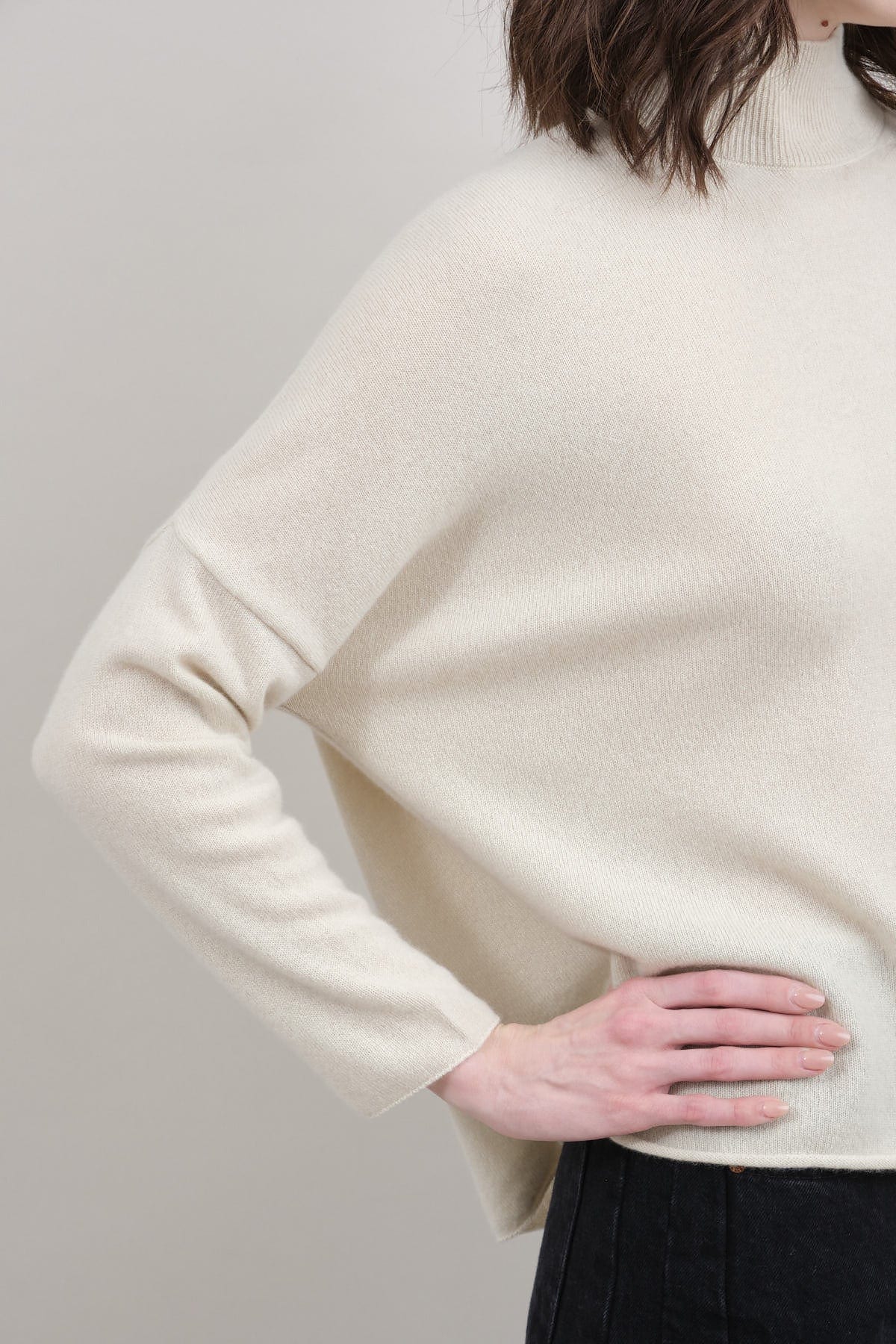 Evam Eva Apparel Womens Sweaters Cashmere High Neck Pullover Sweater in Ivory
