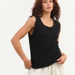 Evam Eva Apparel Womens Sweaters Cashmere Sleeveless in Sumi Sumi / 1