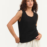 Evam Eva Apparel Womens Sweaters Cashmere Sleeveless in Sumi Sumi / 1