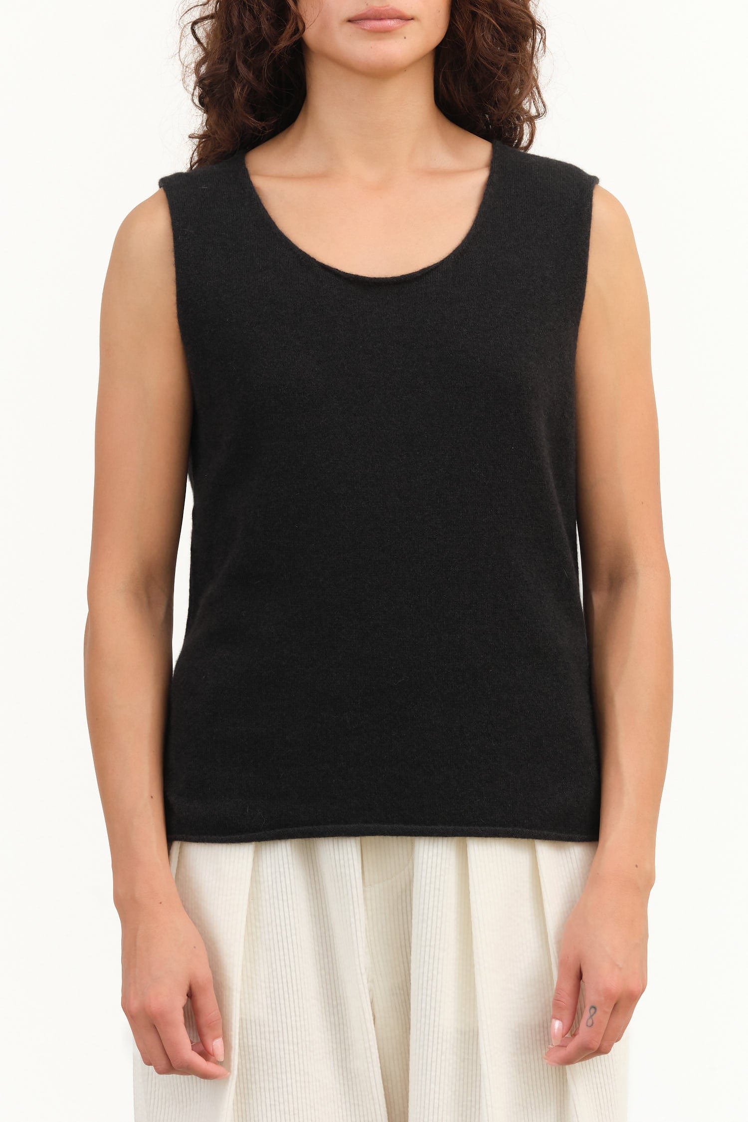 Evam Eva Apparel Womens Sweaters Cashmere Sleeveless in Sumi
