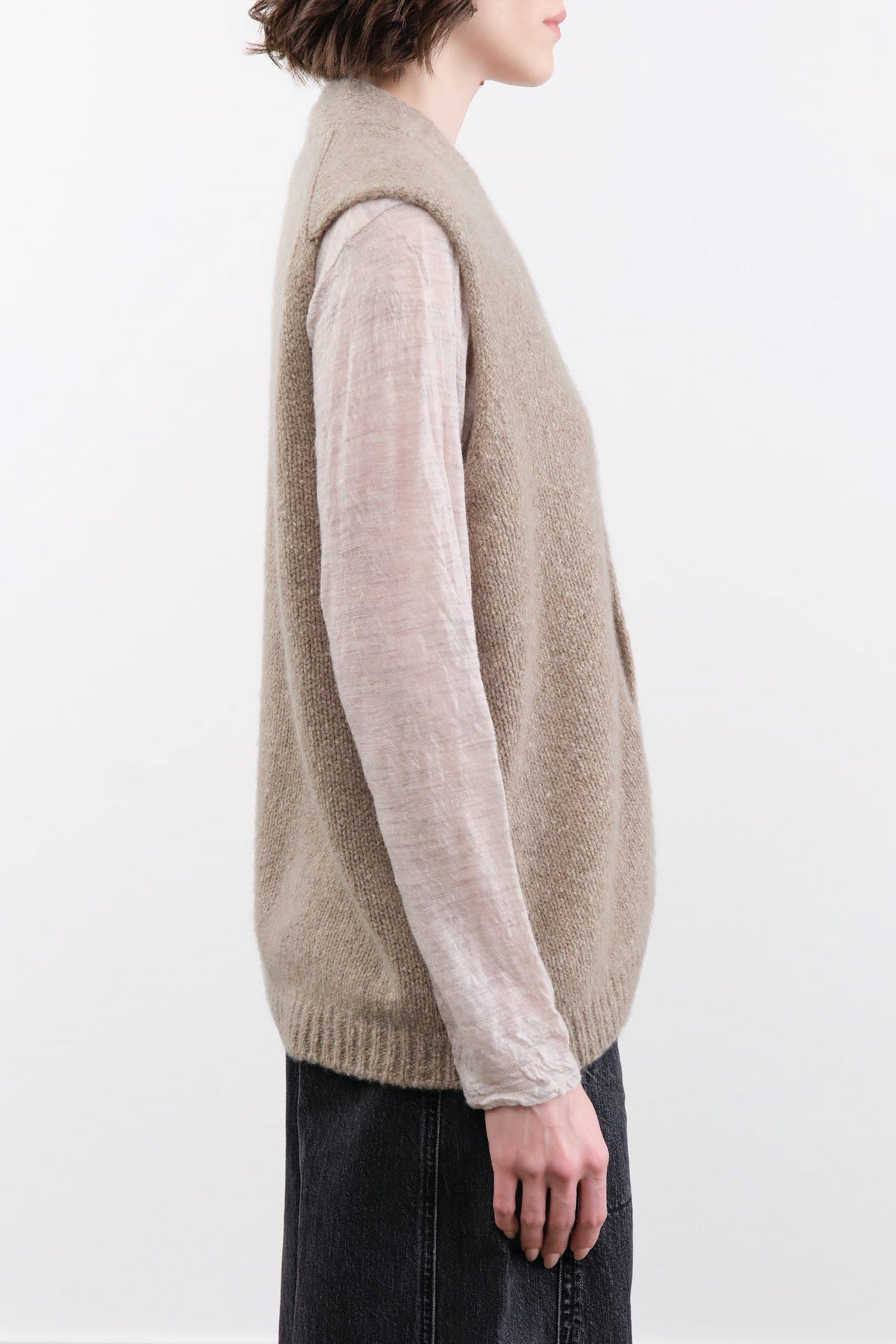 Evam Eva Apparel Womens Sweaters Cashmere Vest in Mocha