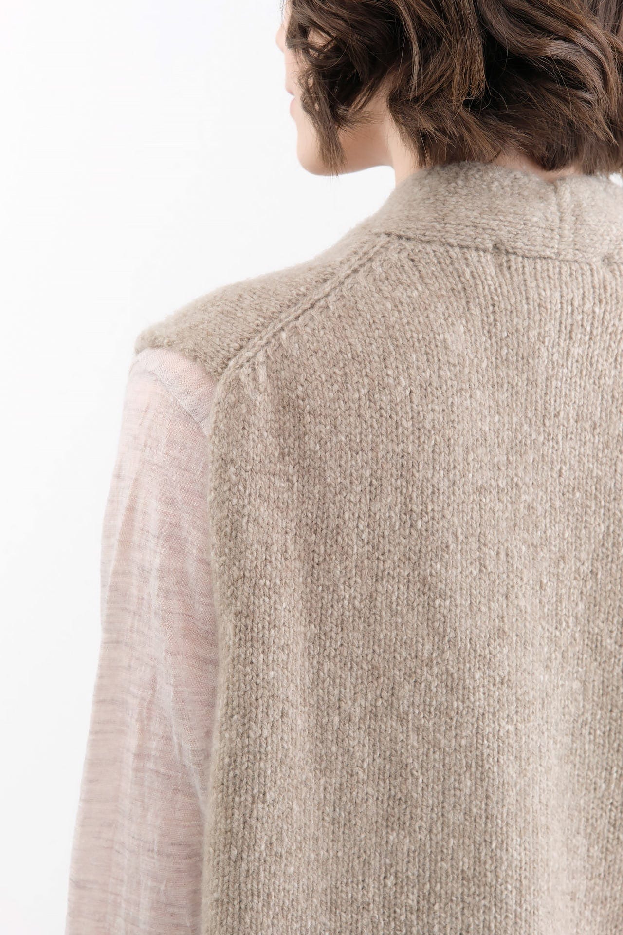 Evam Eva Apparel Womens Sweaters Cashmere Vest in Mocha