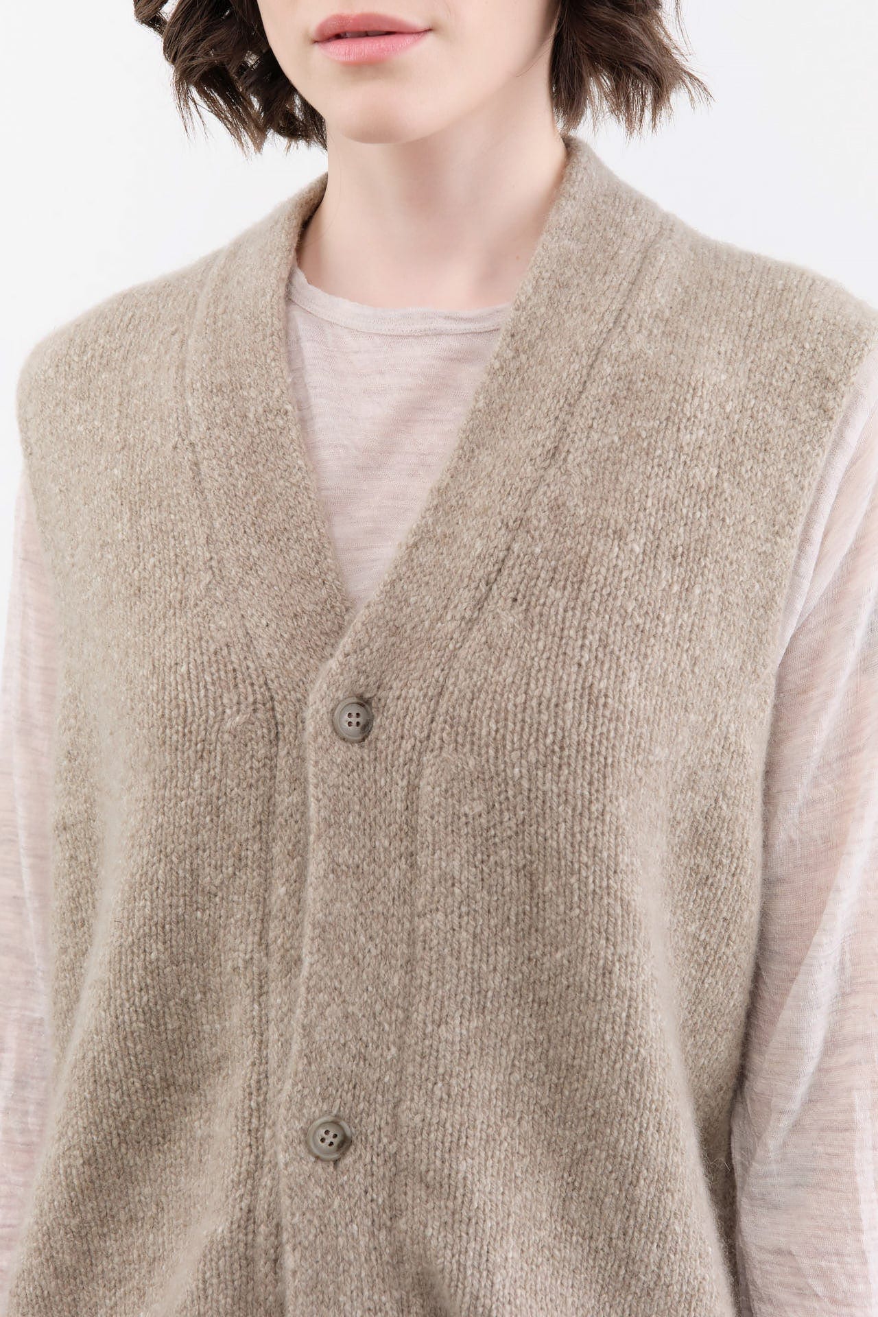 Evam Eva Apparel Womens Sweaters Cashmere Vest in Mocha