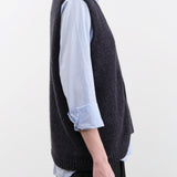 Evam Eva Apparel Womens Sweaters Cashmere Vest in North Sea