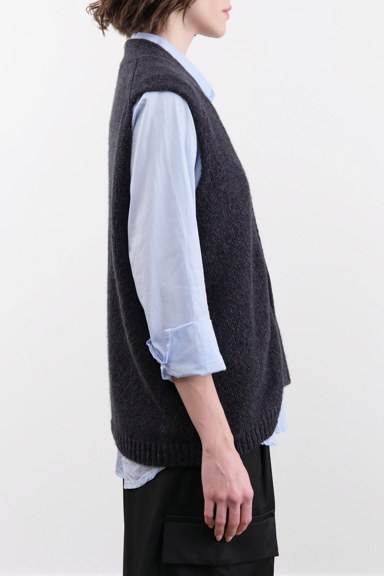Evam Eva Apparel Womens Sweaters Cashmere Vest in North Sea