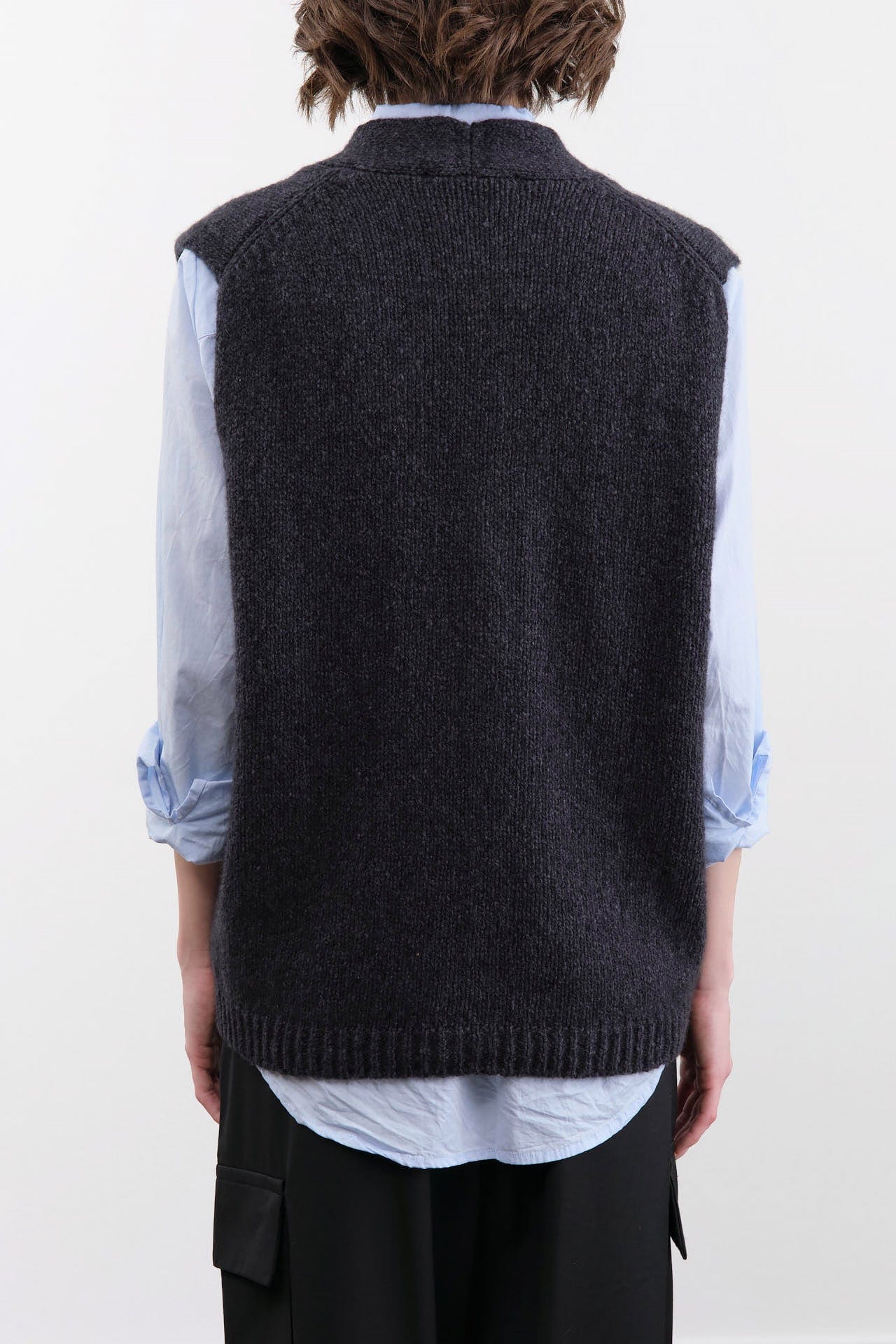 Evam Eva Apparel Womens Sweaters Cashmere Vest in North Sea
