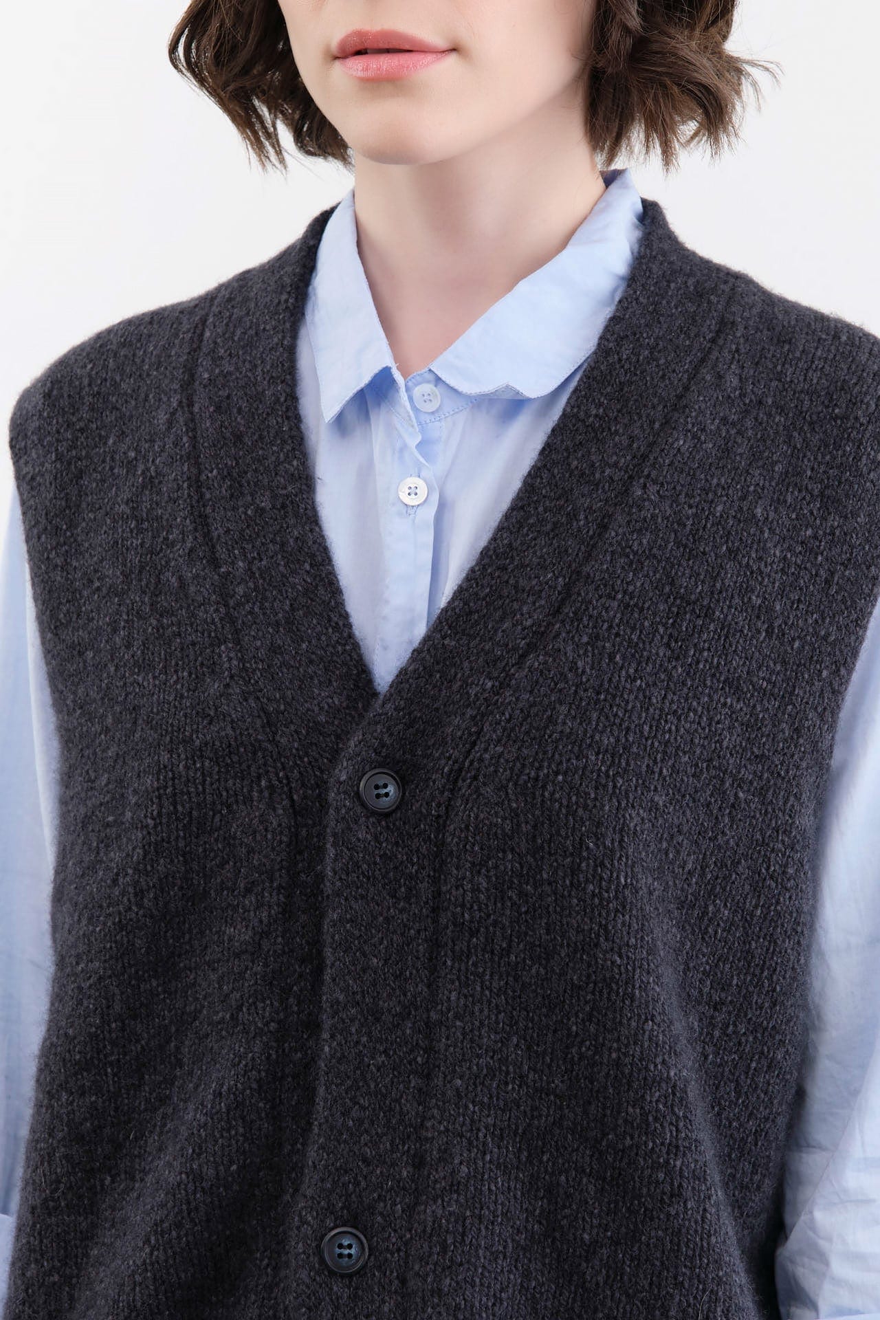 Evam Eva Apparel Womens Sweaters Cashmere Vest in North Sea