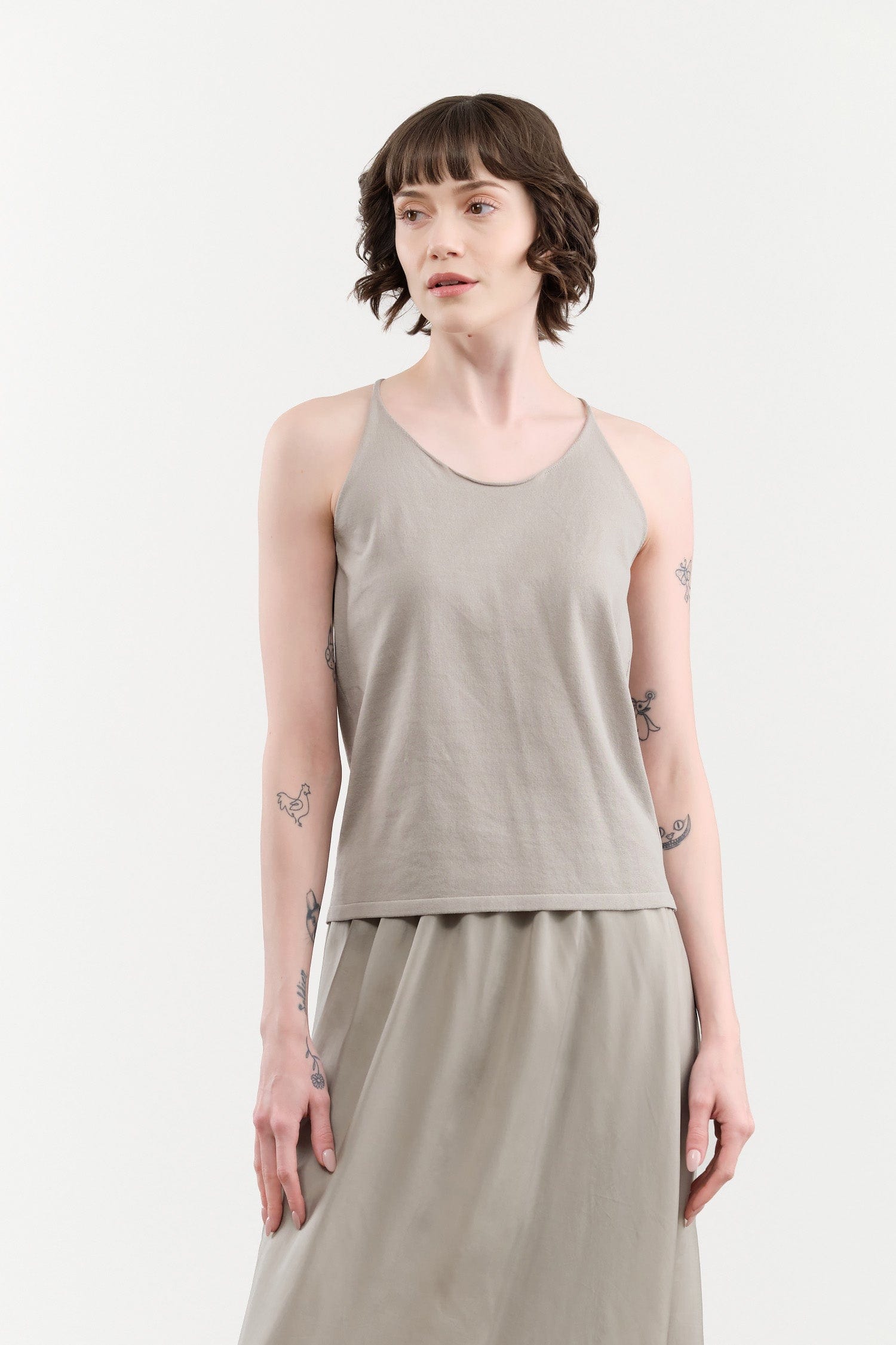 Evam Eva Apparel Womens Blouses Cotton Camisole in Grege